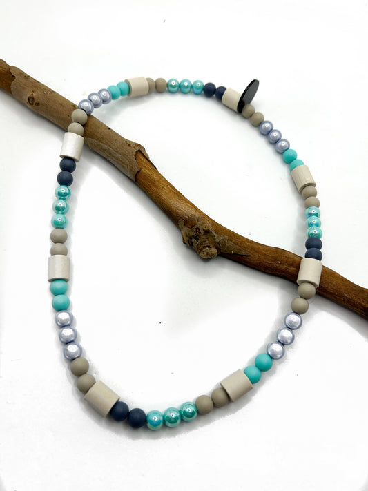 EM-Keramik Halsband aus Acrylperlen "Seaside"